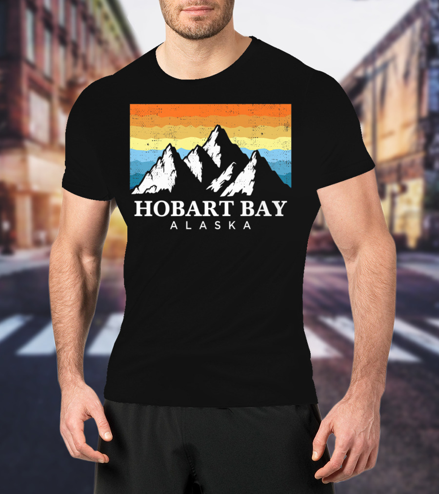 Hobart Bay Alaska Mountain Retro Vintage Landscape T-Shirt