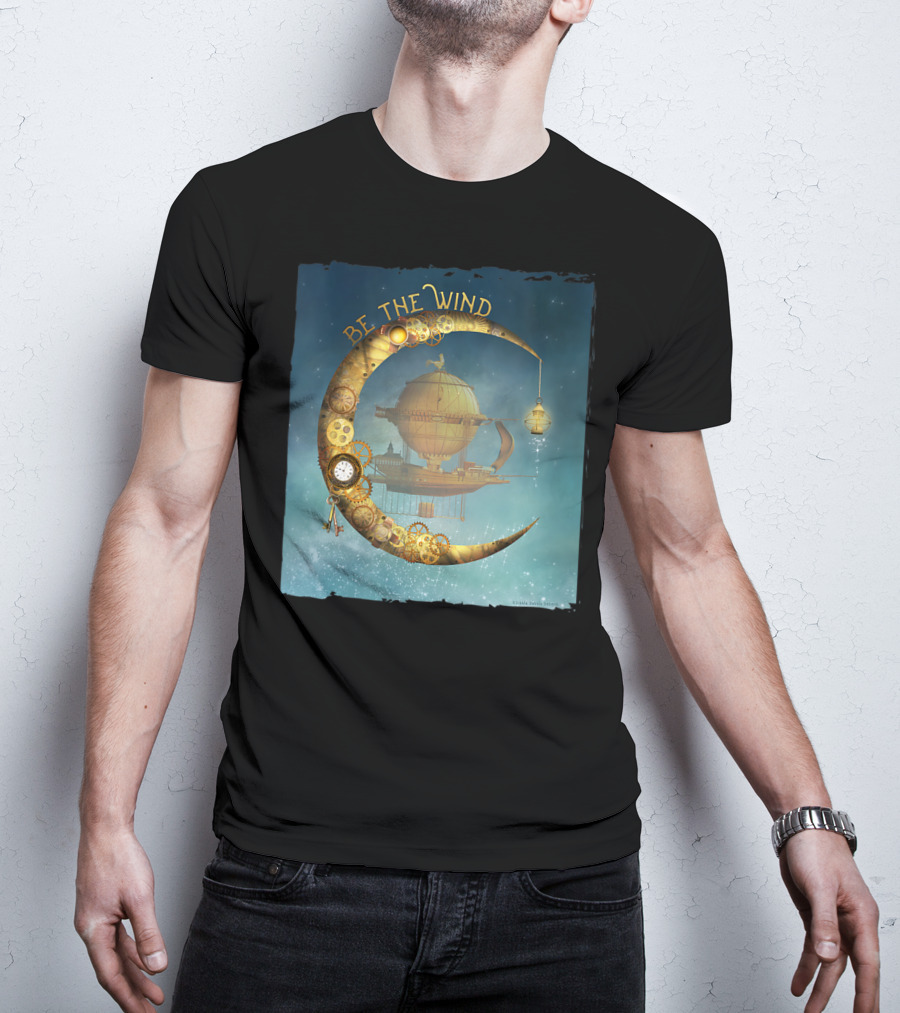 Be The Wind Fantasy Airship Steampunk Moon Gears T-Shirt
