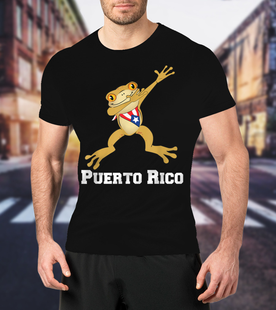 Dabbing Coqui Frog Puerto Rico Flag T-Shirt