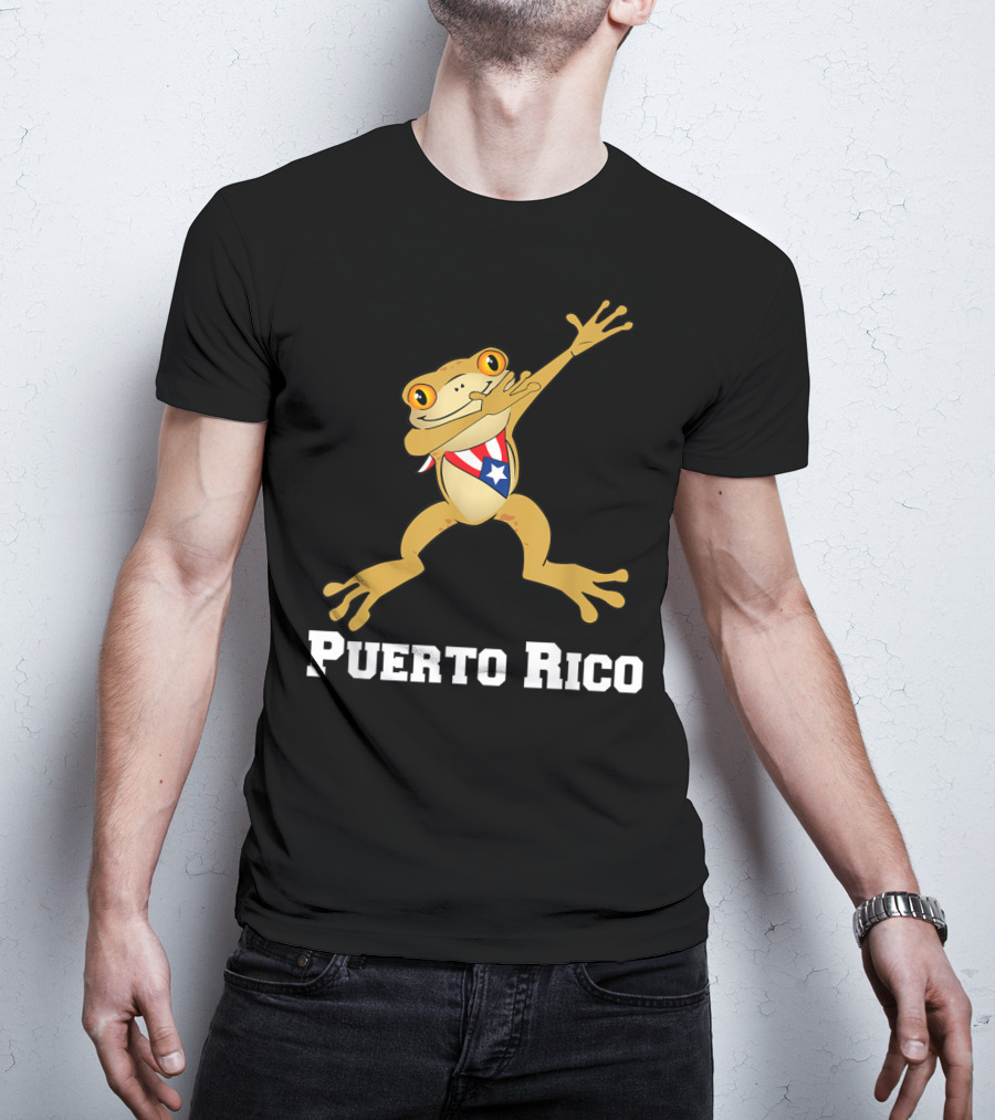 Dabbing Coqui Frog Puerto Rico Flag T-Shirt