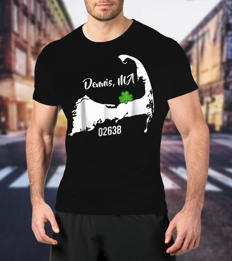 Dennis MA 02638 Cape Cod Shamrock Summer Map T-Shirt