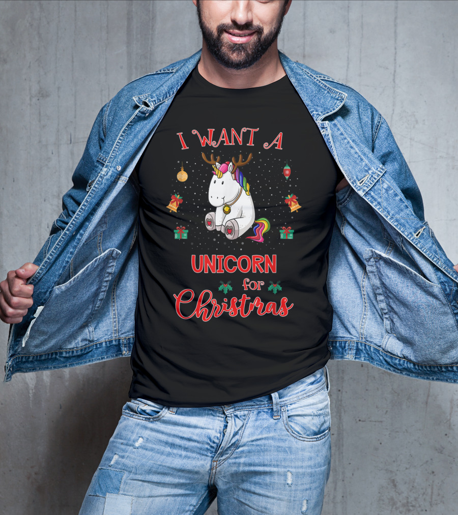 I Want A Unicorn For Christmas Funny Unicorn Xmas Pajama T-Shirt