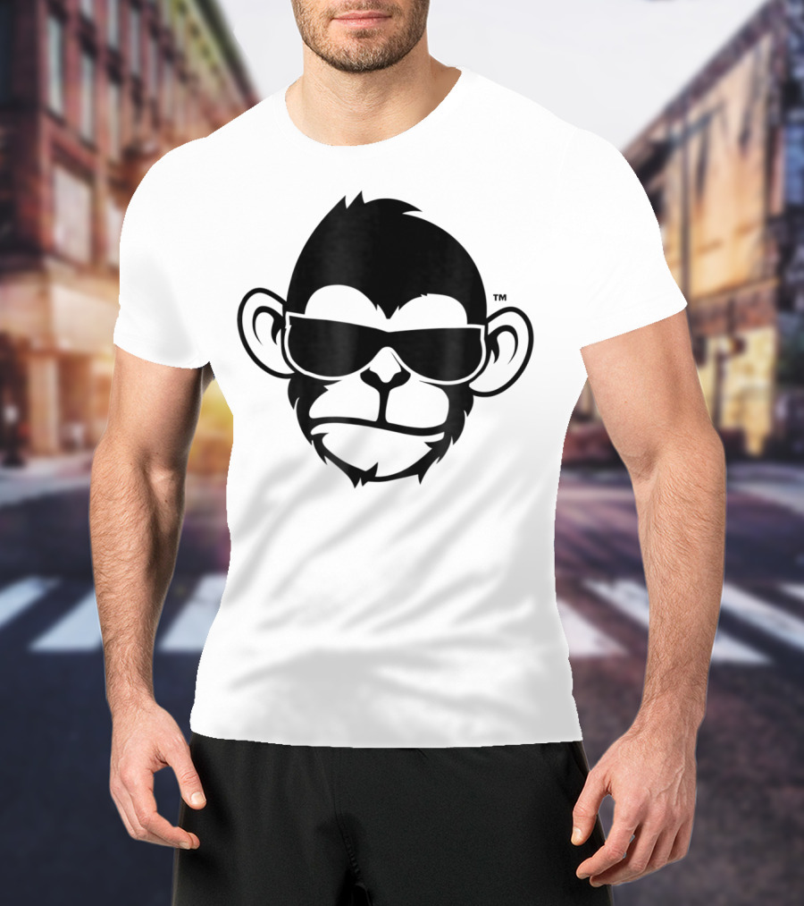 Fuzewear Monkey Face Sunglasses Cool Black T-Shirt
