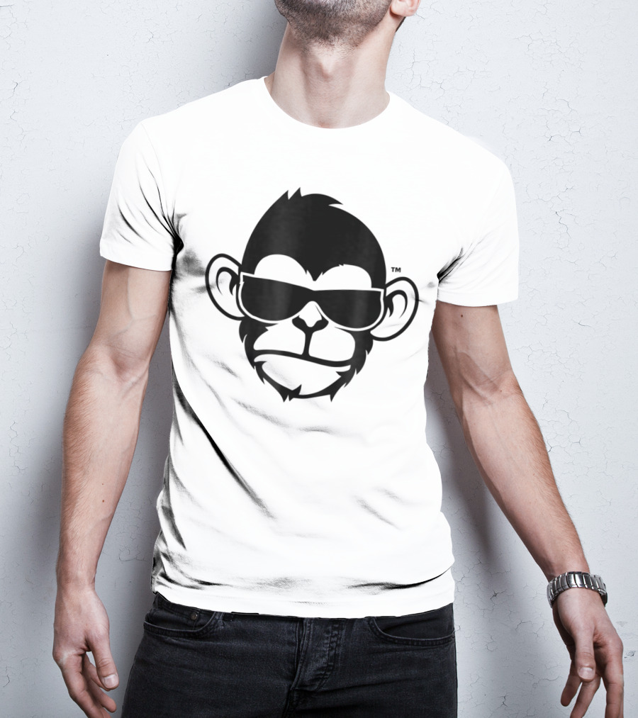 Fuzewear Monkey Face Sunglasses Cool Black T-Shirt