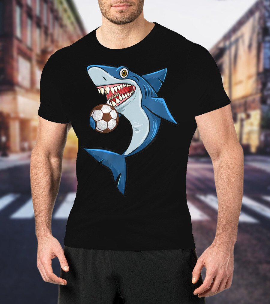 Football Sharks Love Animal Lovers Soccer Shark T-Shirt