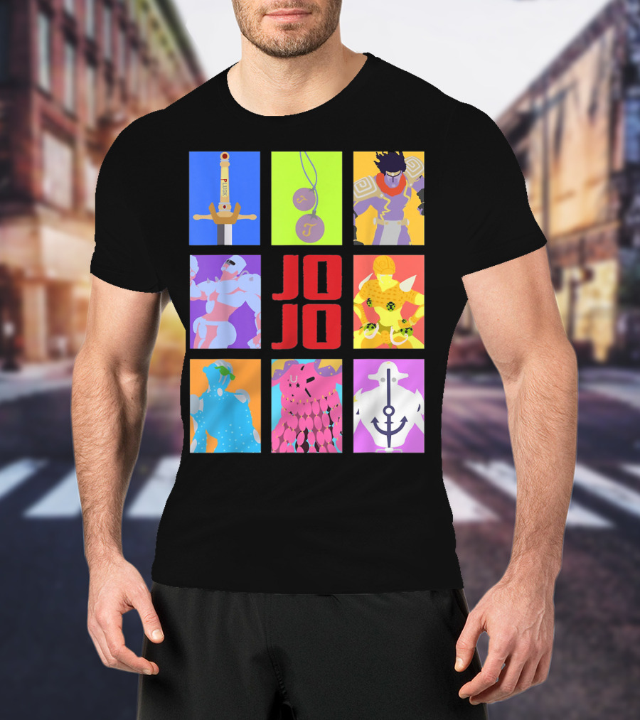 JOJO's Bizarre Adventure Iconic Character And Stand Panels Collection T-Shirt