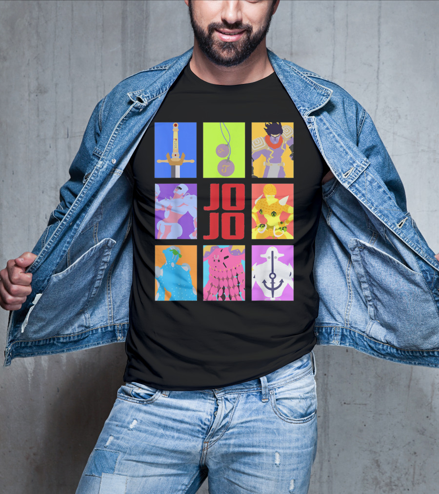 JOJO's Bizarre Adventure Iconic Character And Stand Panels Collection T-Shirt