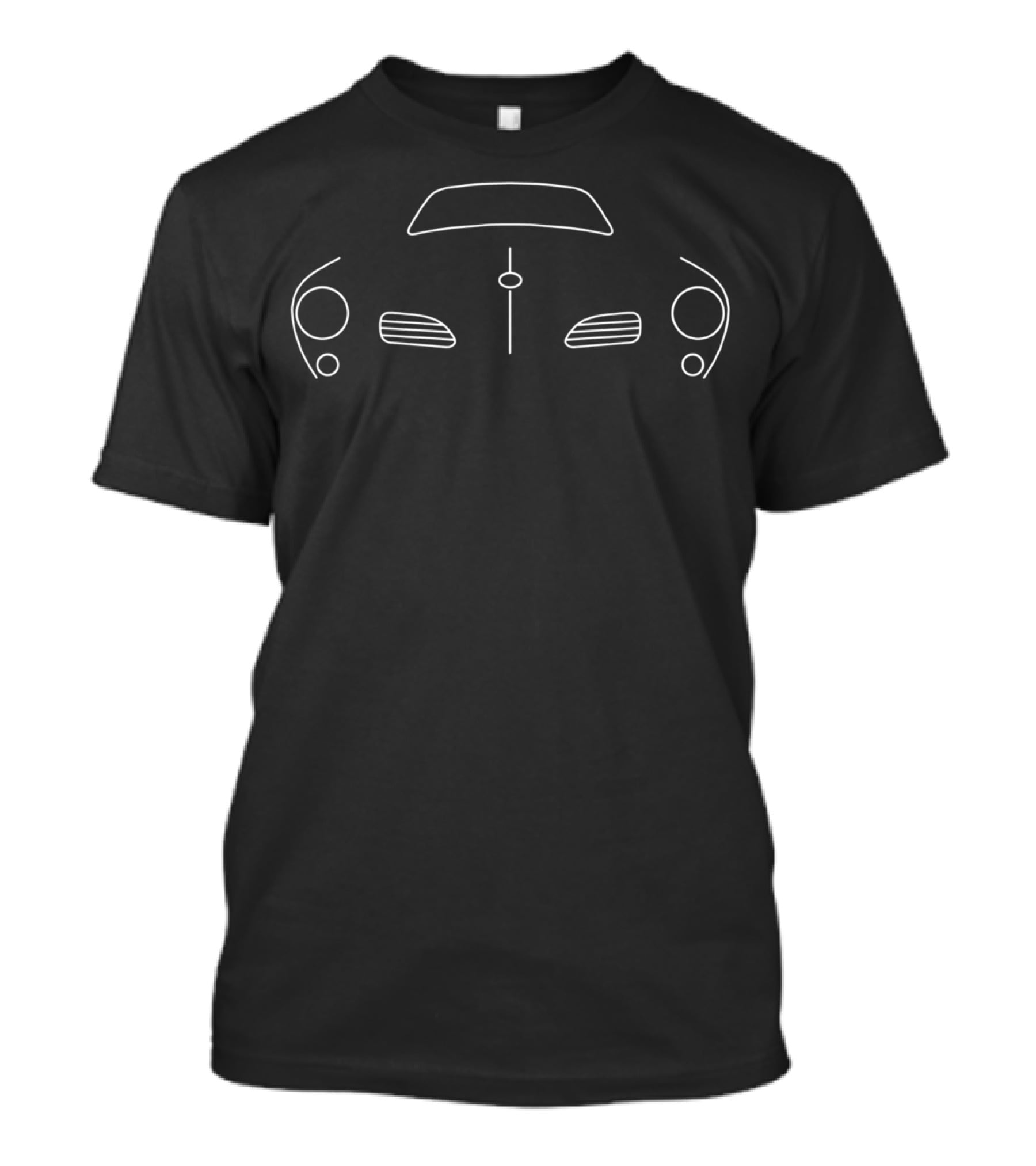 Karmann Ghia Classic Car Detailed Front Outline White Sketch T-Shirt
