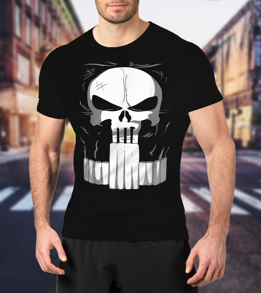 Marvel Punisher Skull With Bullet Teeth T-Shirt