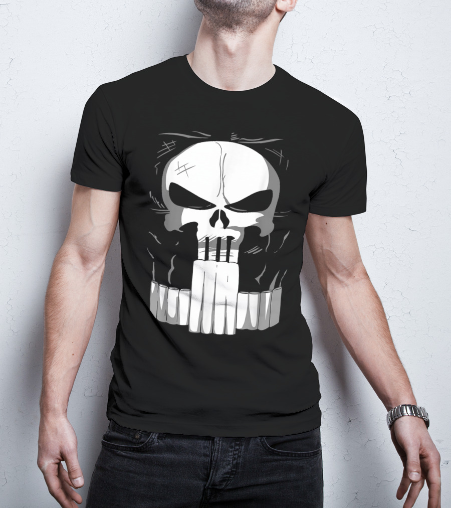 Marvel Punisher Skull With Bullet Teeth T-Shirt