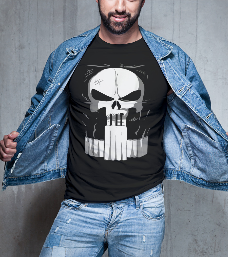 Marvel Punisher Skull With Bullet Teeth T-Shirt