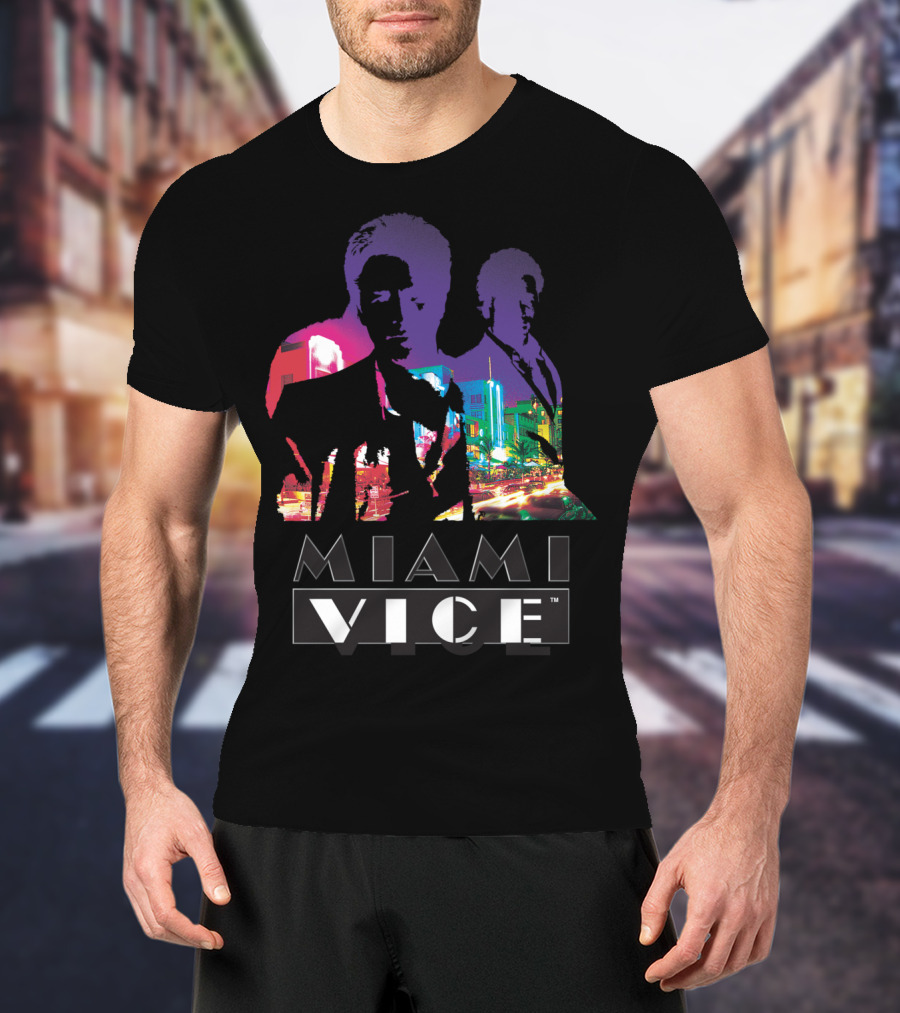 Miami Vice Classic Neon Cityscape T-Shirt