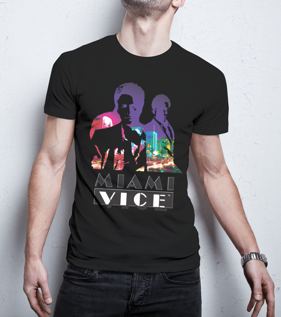 Miami Vice Classic Neon Cityscape T-Shirt