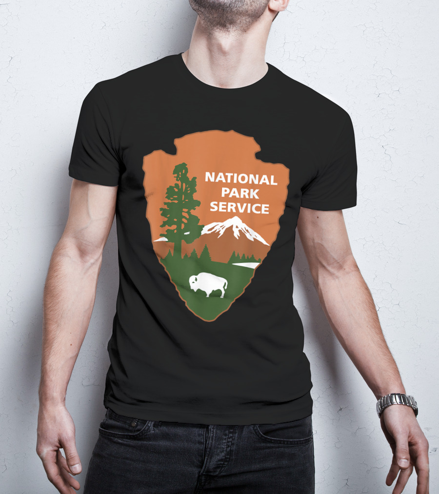 National Park Service Logo Badge With Mountain And Bison T-Shirt