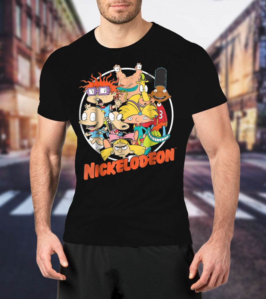 Nickelodeon Classic 90s Characters Rugrats Hey Arnold Gerald Cartoons T-Shirt