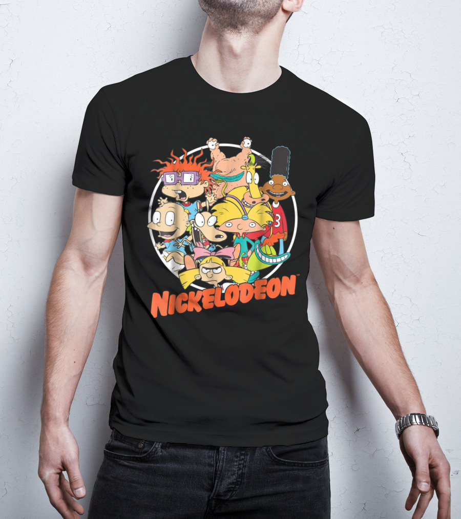 Nickelodeon Classic 90s Characters Rugrats Hey Arnold Gerald Cartoons T-Shirt