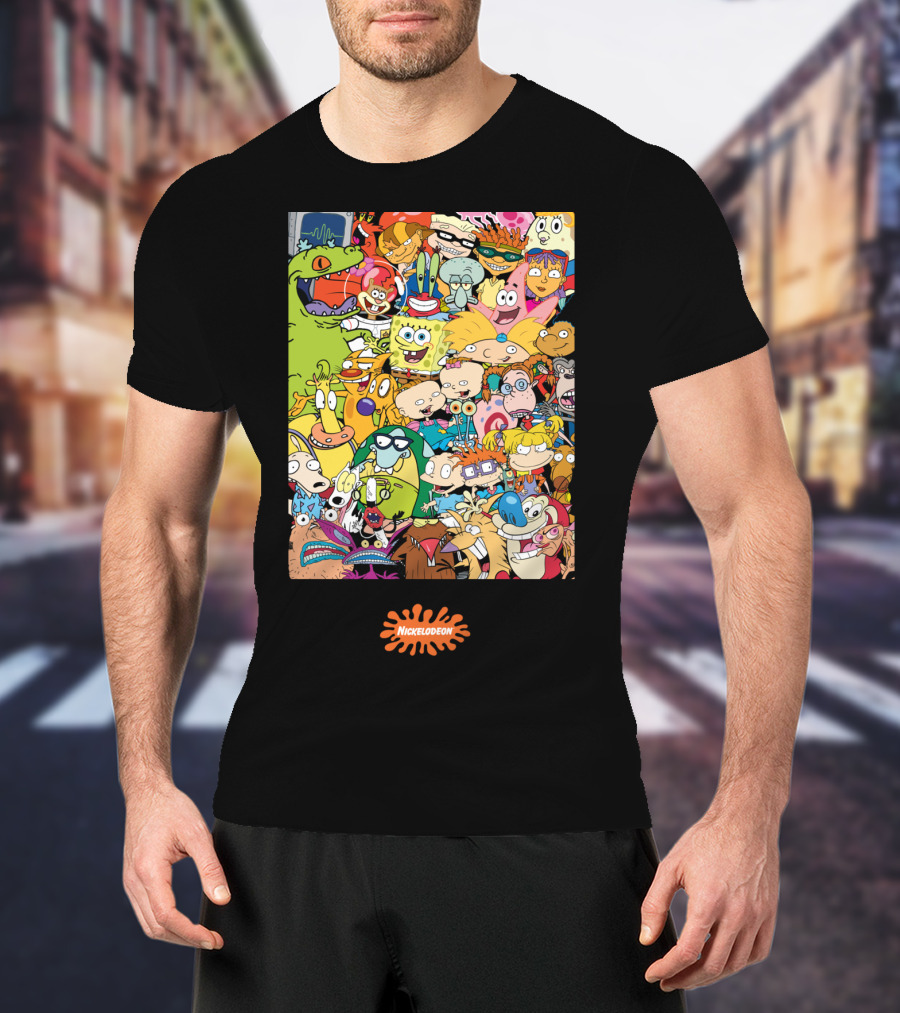 Nickelodeon Classic 90s Cartoon Character Collage T-Shirt