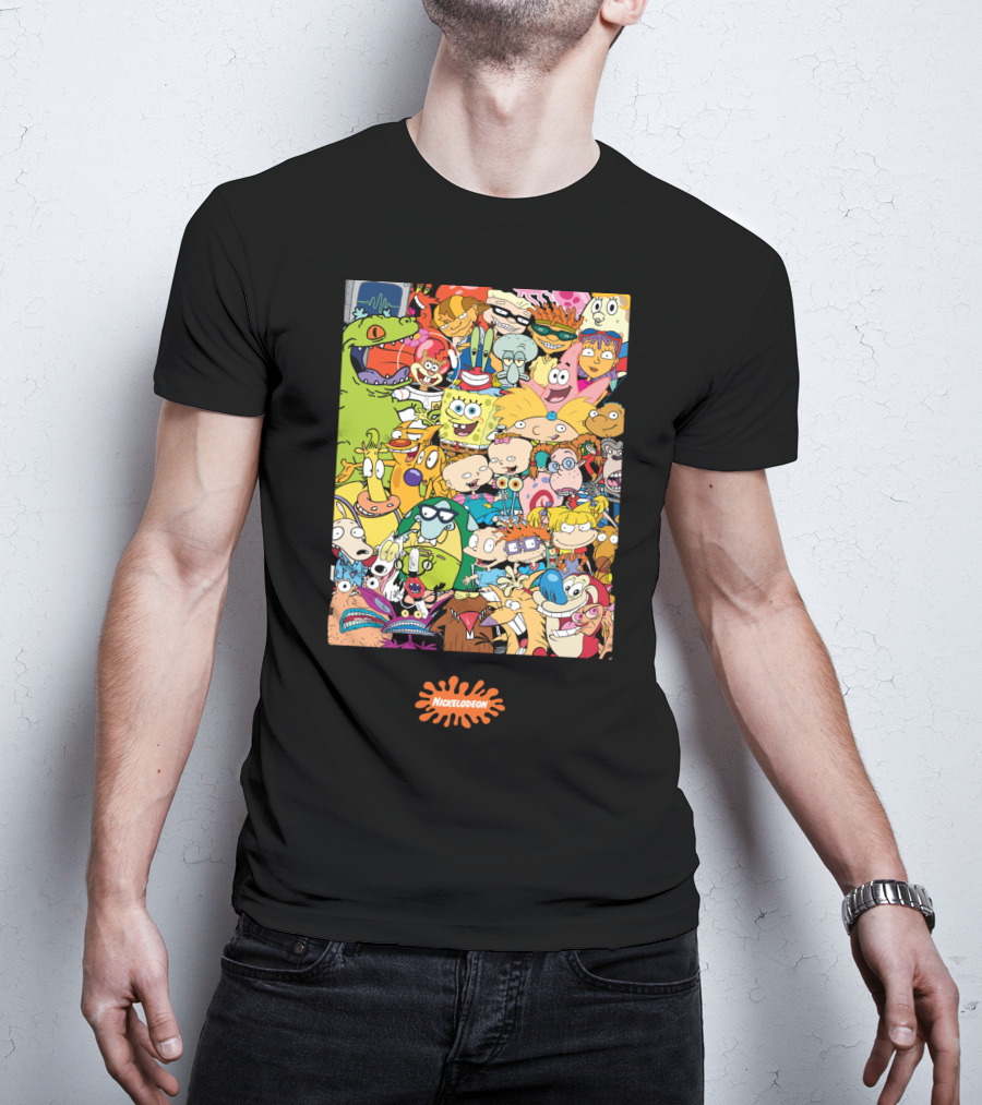 Nickelodeon Classic 90s Cartoon Character Collage T-Shirt