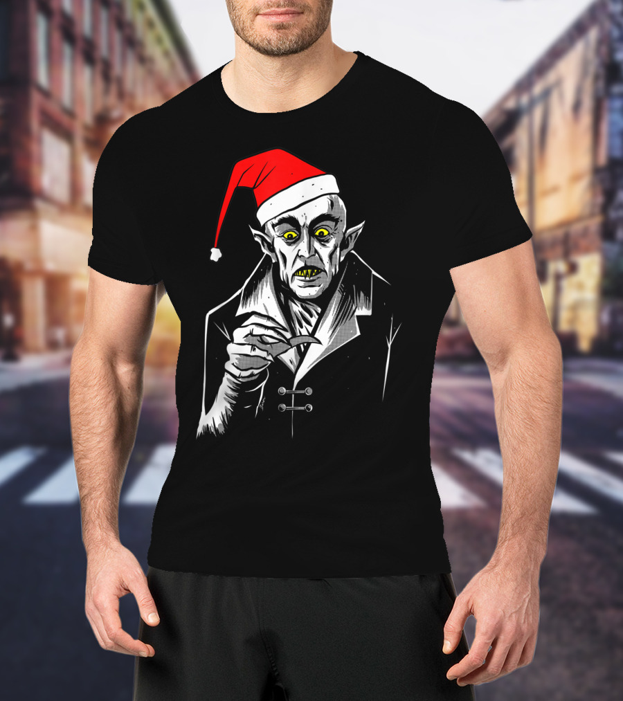 Nosferatu Vampire Santa Christmas Clause T-Shirt