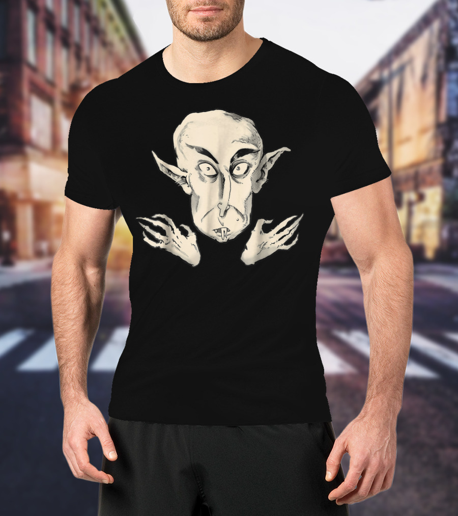 Nosferatu The Vampyre Creepy Classic Vampire Illustration Face And Claws T-Shirt