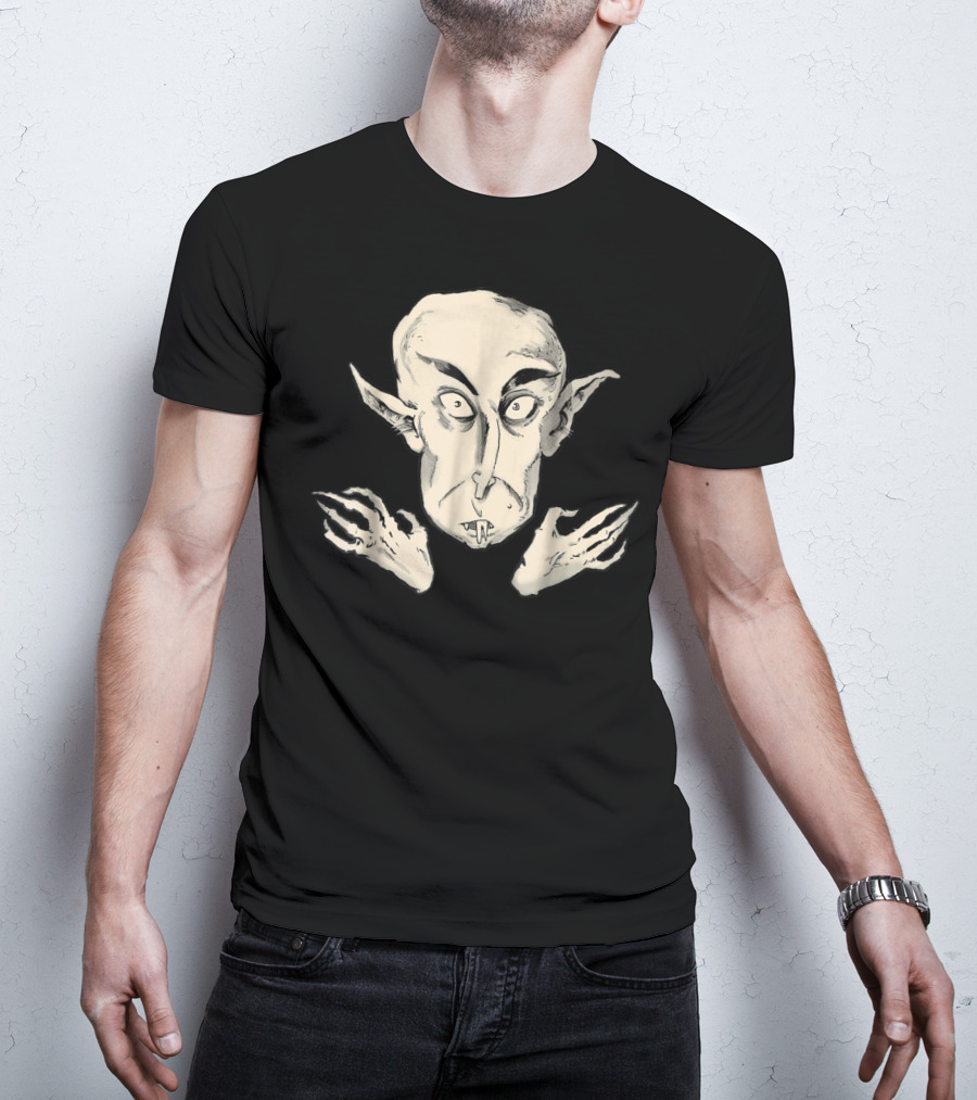 Nosferatu The Vampyre Creepy Classic Vampire Illustration Face And Claws T-Shirt