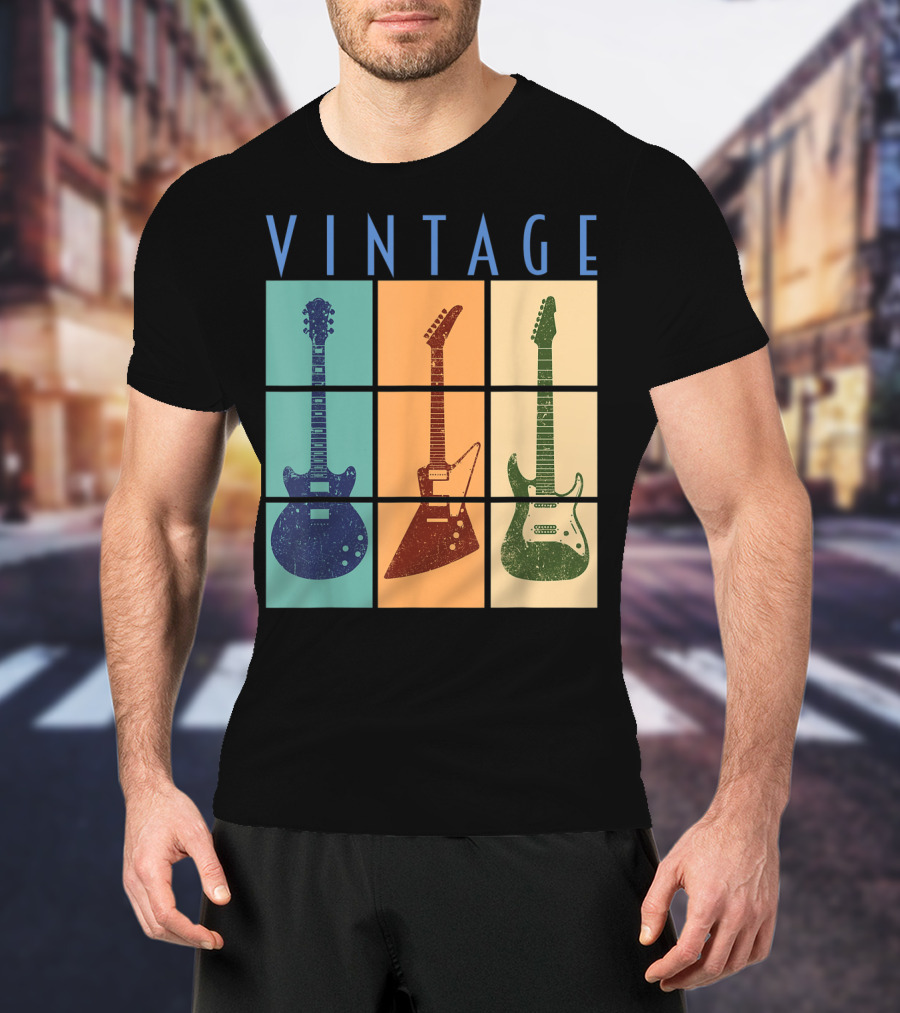 Vintage Retro Classic Guitar Cool Vintage Guitars T-Shirt