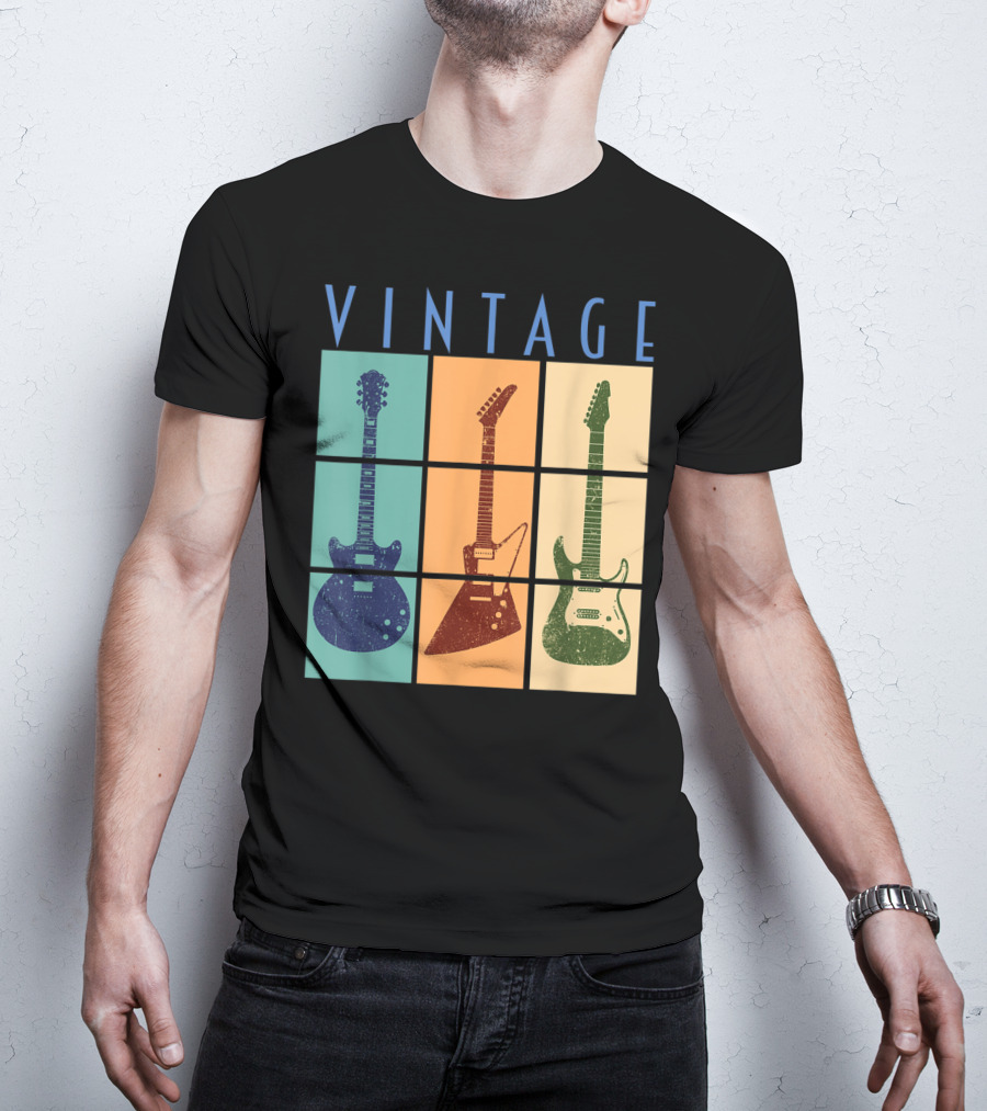 Vintage Retro Classic Guitar Cool Vintage Guitars T-Shirt