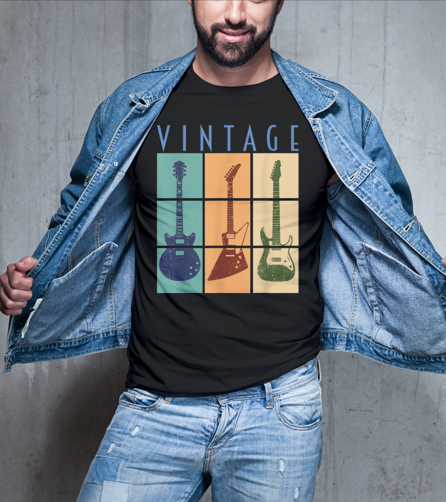 Vintage Retro Classic Guitar Cool Vintage Guitars T-Shirt