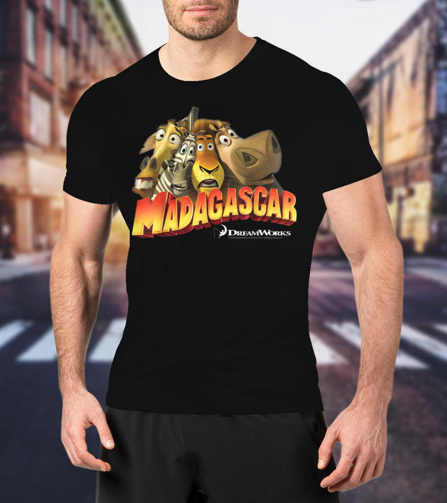 Madagascar DreamWorks Movie Characters Squished Group Shot T-Shirt