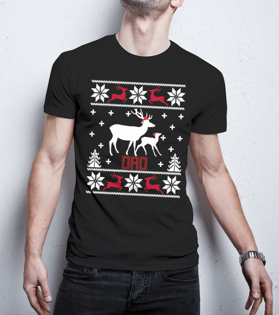 Dad Deer Santa Christmas T-Shirt