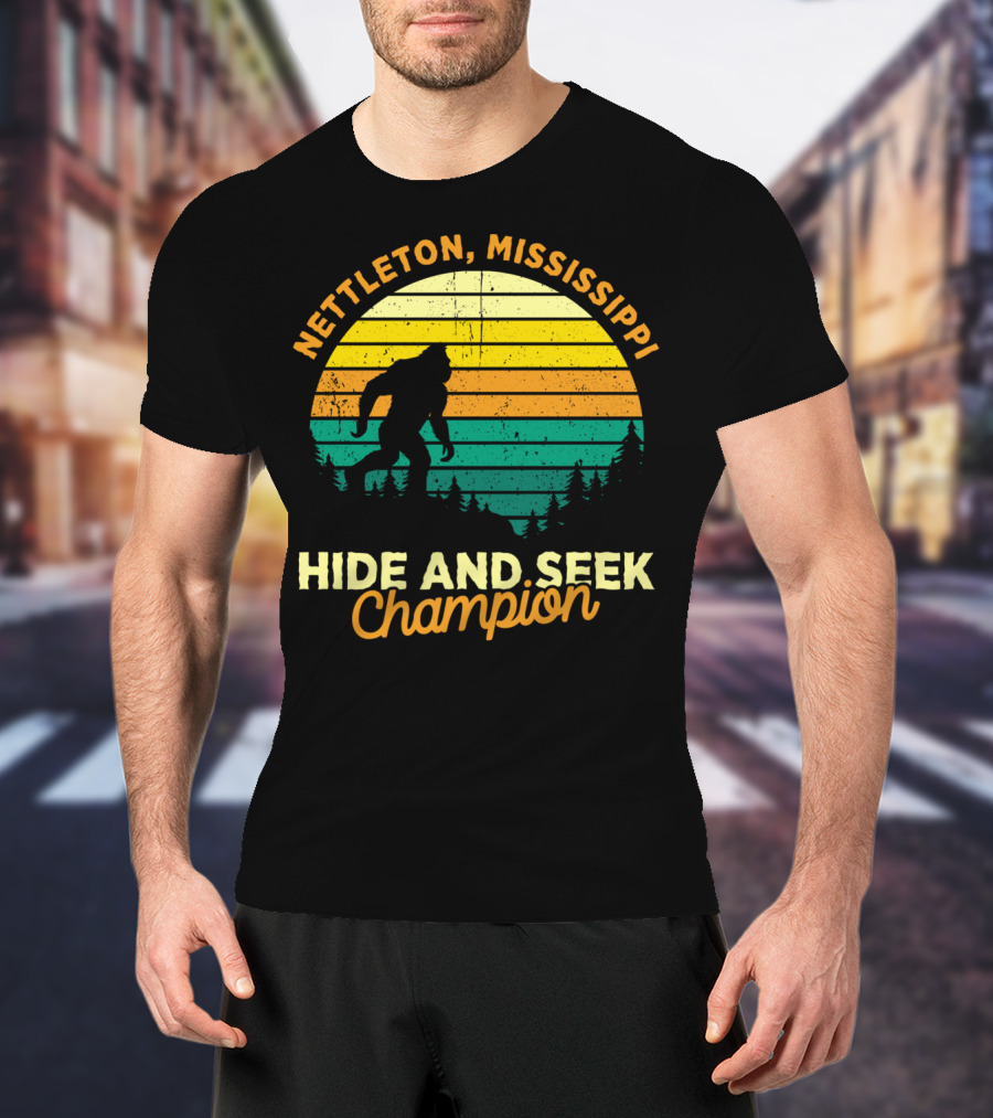 Nettleton Mississippi Bigfoot Hide And Seek Champion Retro T-Shirt