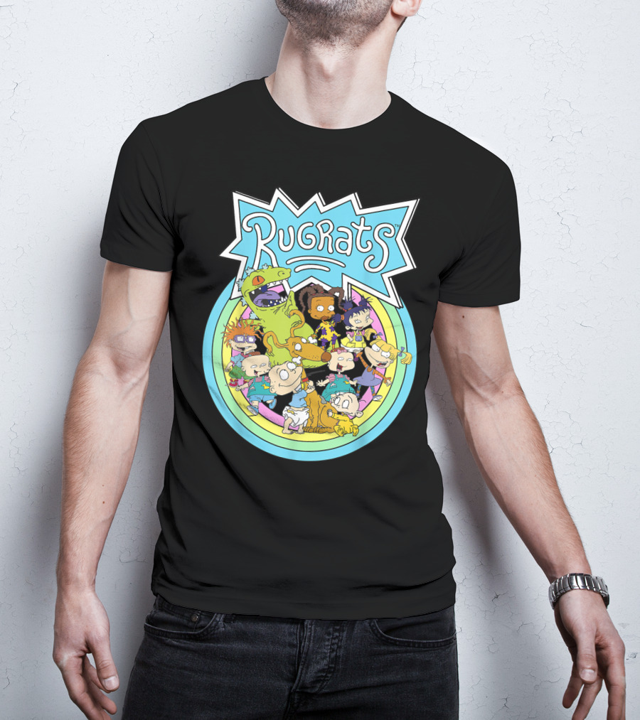 Rugrats Group Colorful Characters In Rainbow Circles T-Shirt