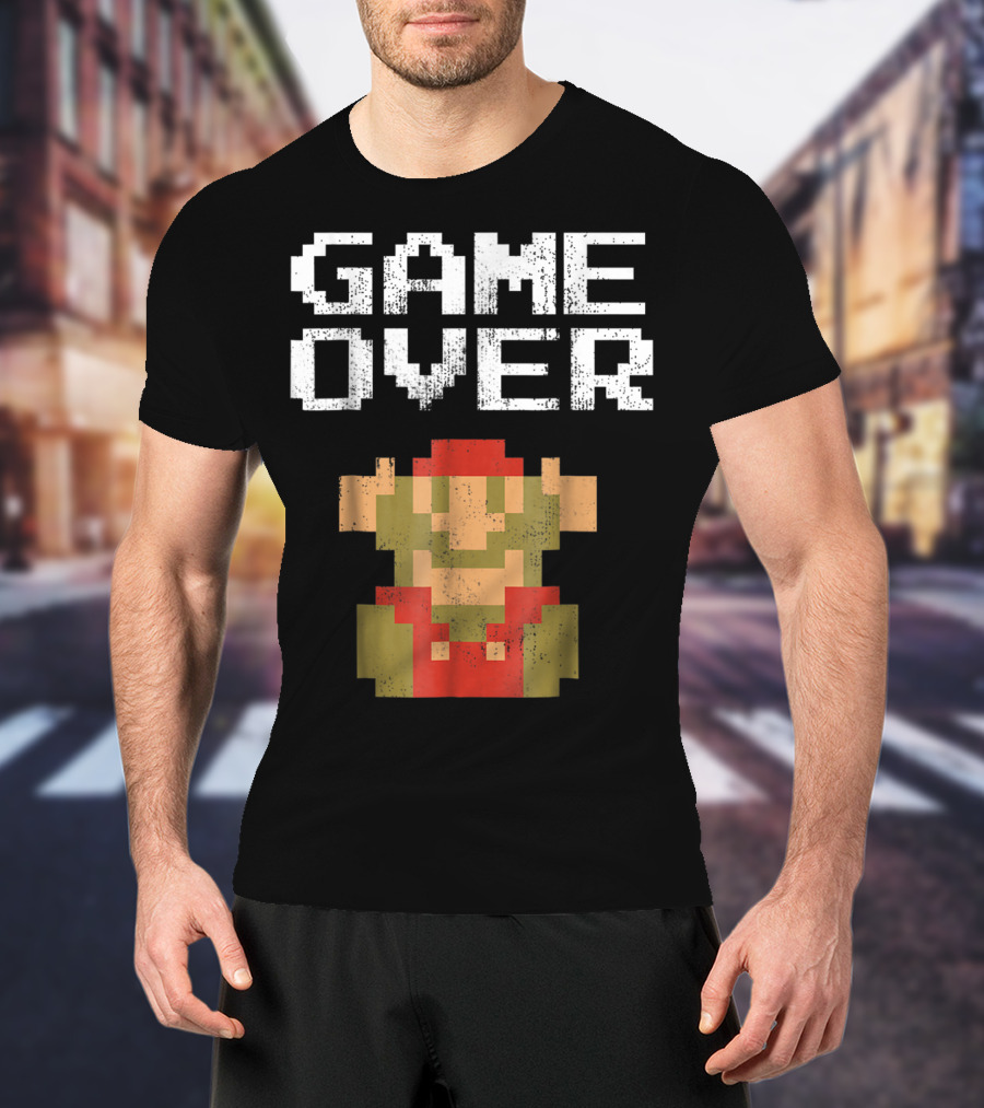Super Mario Game Over Pixel Art Mario Fall T-Shirt