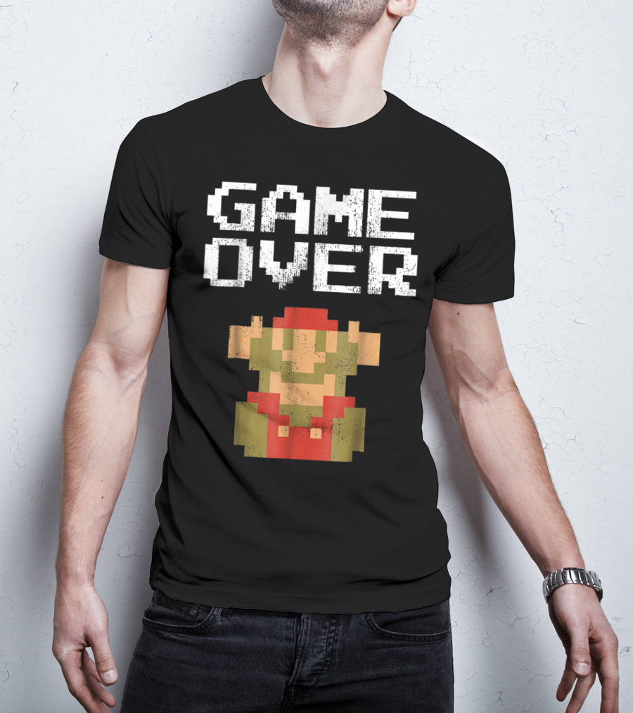 Super Mario Game Over Pixel Art Mario Fall T-Shirt