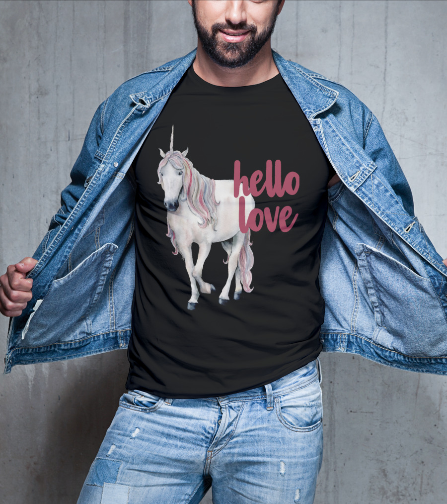 Hello Love Unicorn Funny Magical Animal T-Shirt