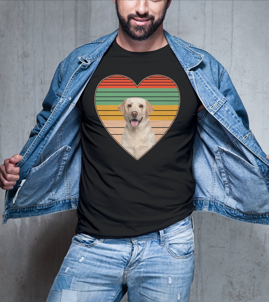 Vintage Labrador Retriever Heart Dog Lover Retro Stripes T-Shirt