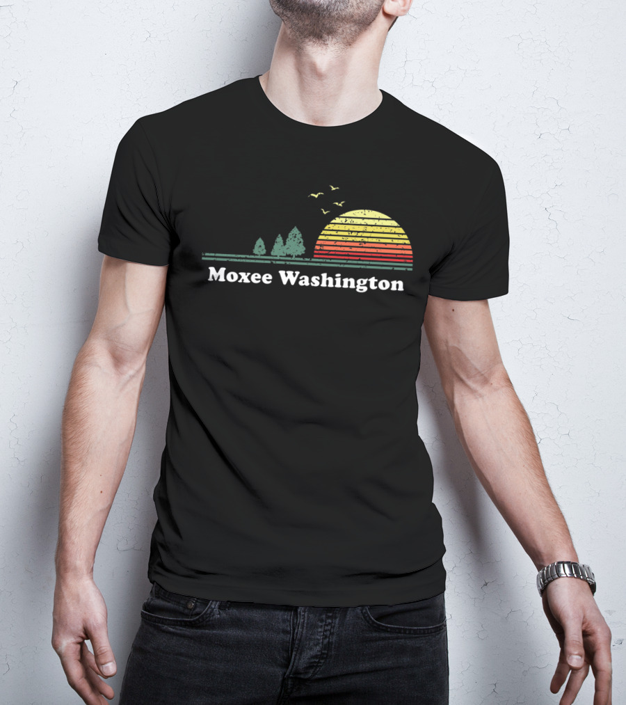 Moxee Washington Vintage Sunset With Trees And Birds T-Shirt
