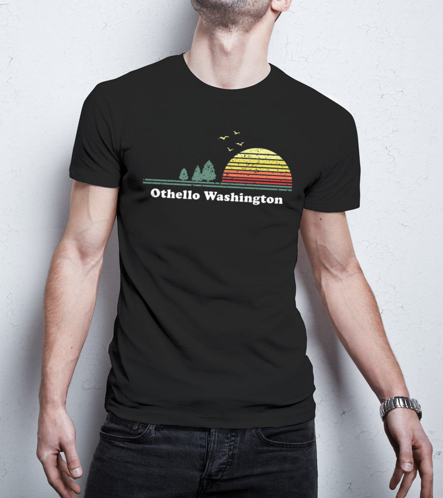 Othello Washington Vintage Sunset Trees Birds T-Shirt