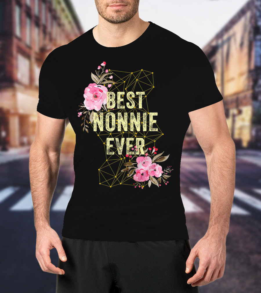 Best Nonnie Ever Floral Design Mothers T-Shirt