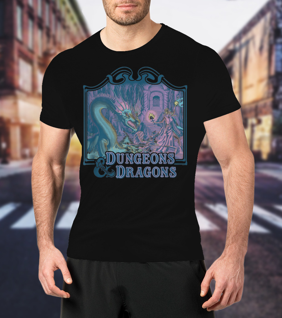 Dungeons And Dragons Classic Basic Rule Dragon Encounter Scene T-Shirt