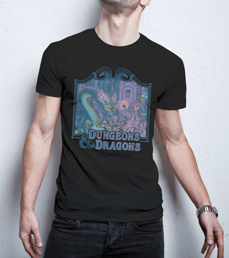 Dungeons And Dragons Classic Basic Rule Dragon Encounter Scene T-Shirt