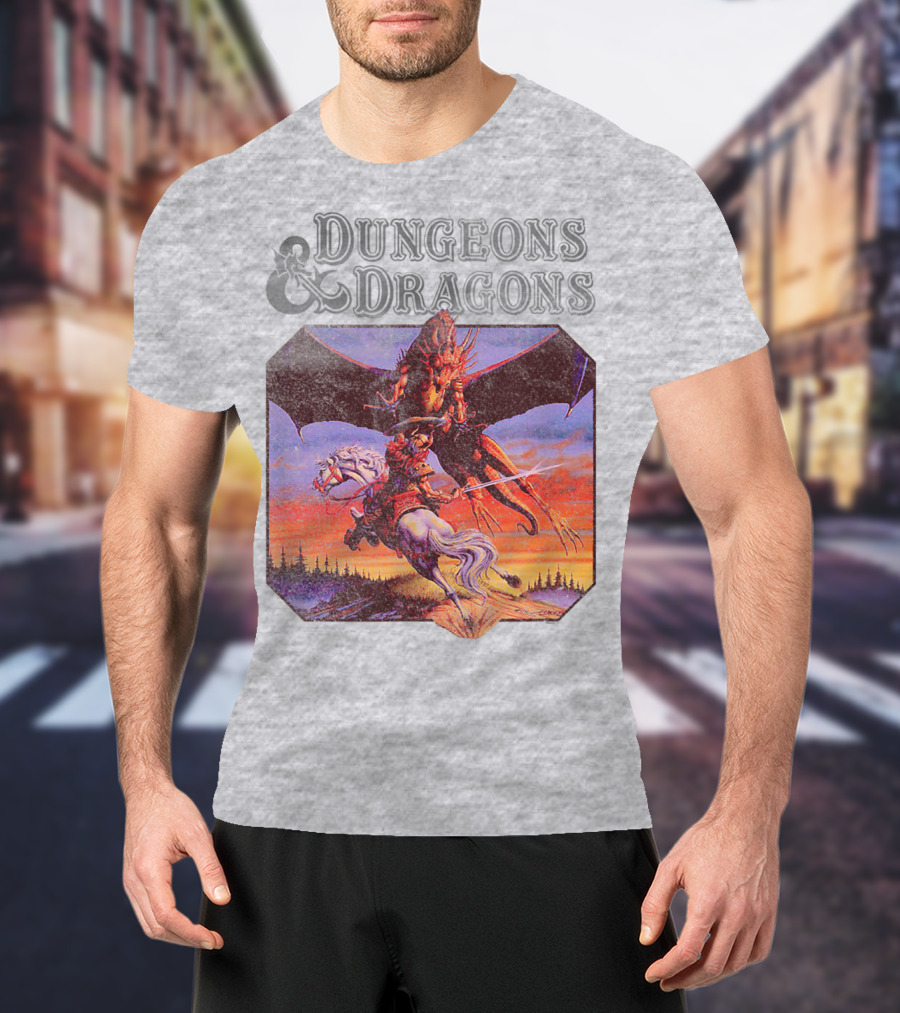 Dungeons And Dragons Classic Expert Rules Knight With Dragon T-Shirt