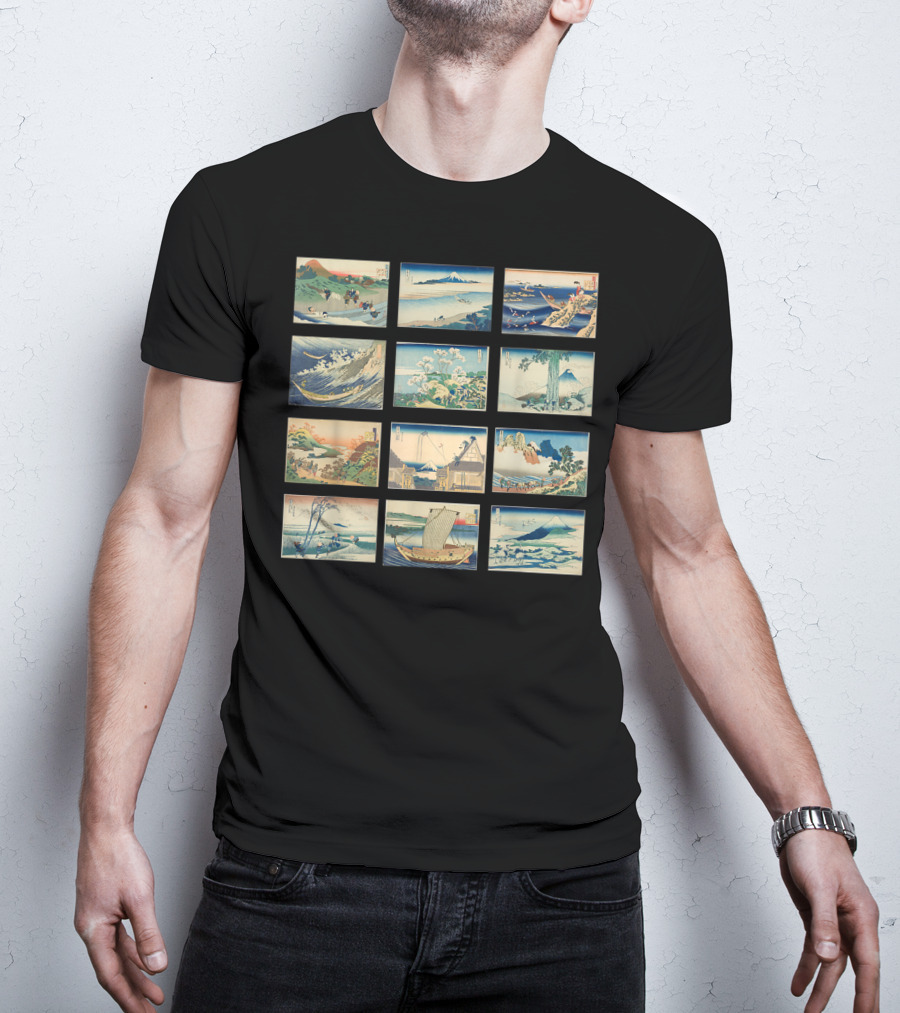 Famous Vintage Japanese Classics Ukiyo-e Wave And Mount Fuji T-Shirt