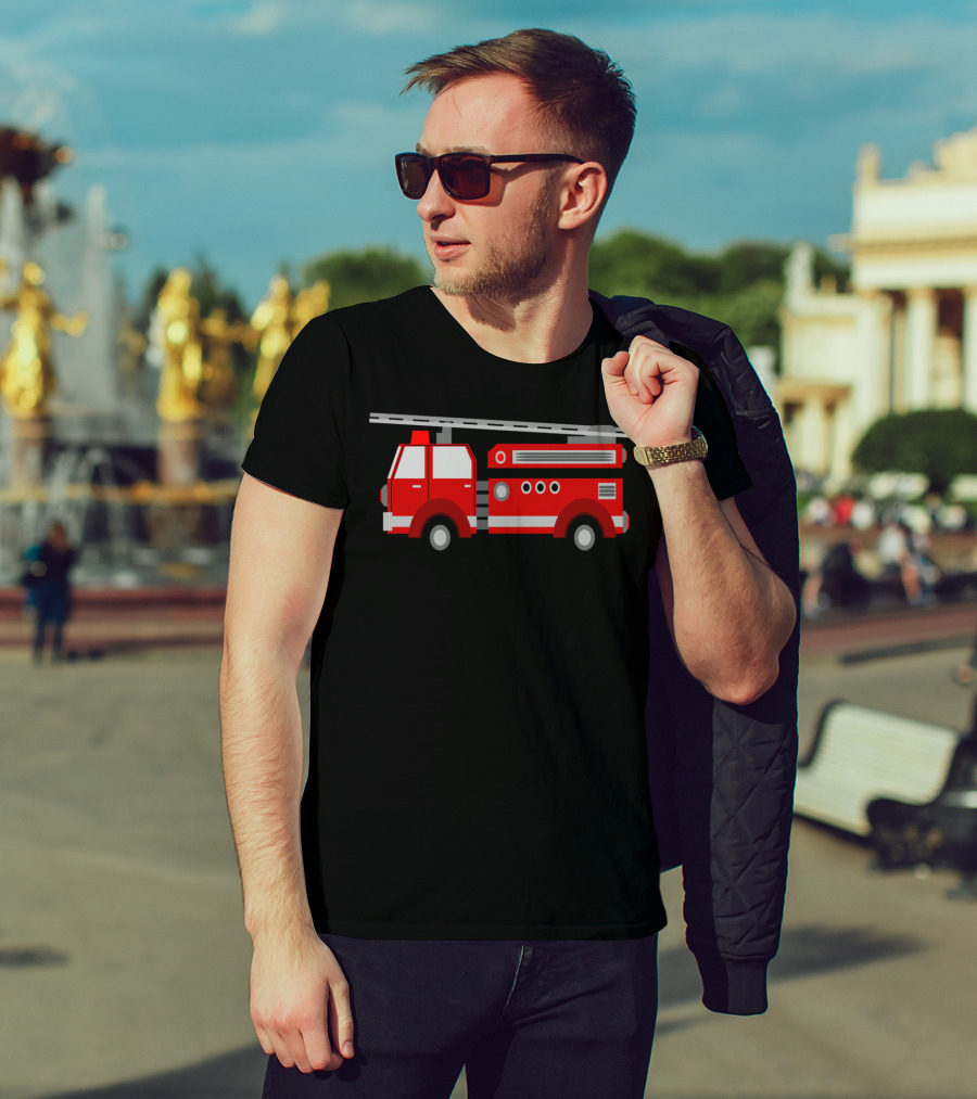Fire Truck Red Classic Illustrated Pumper Engine Vehicle T-Shirt
