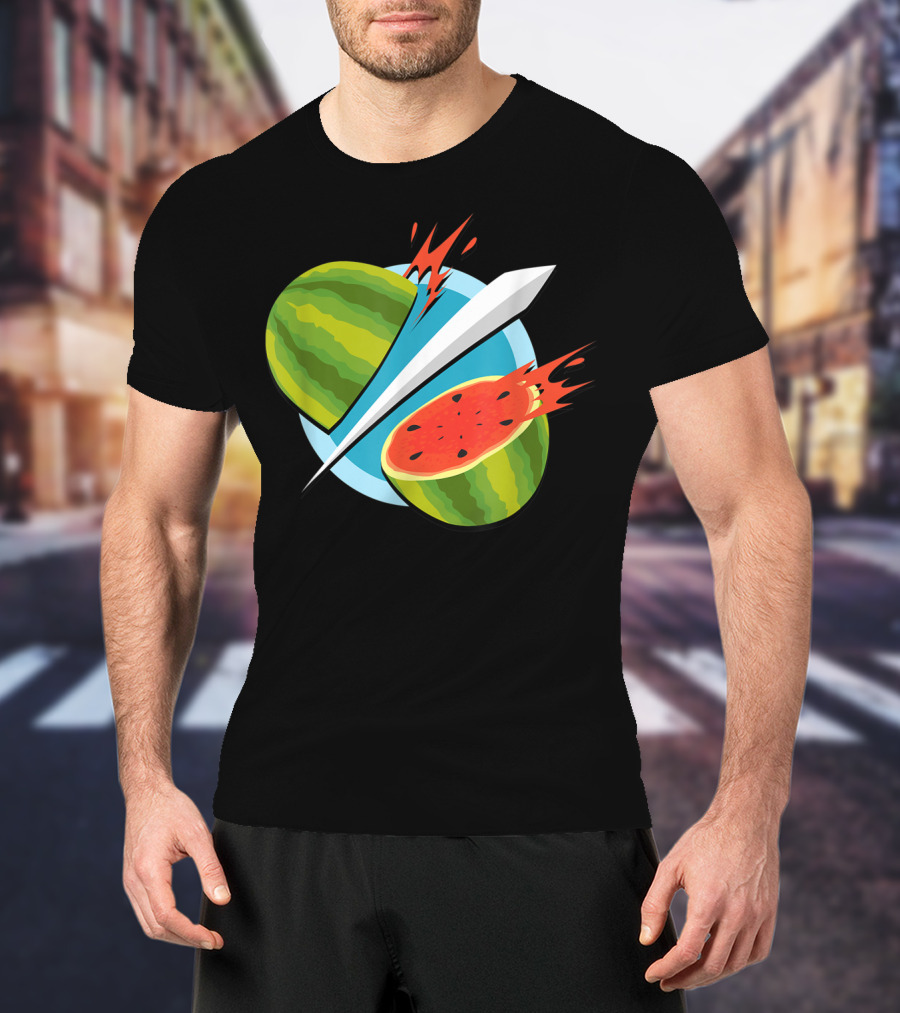 Fruit Ninja Watermelon Slice With Sword T-Shirt