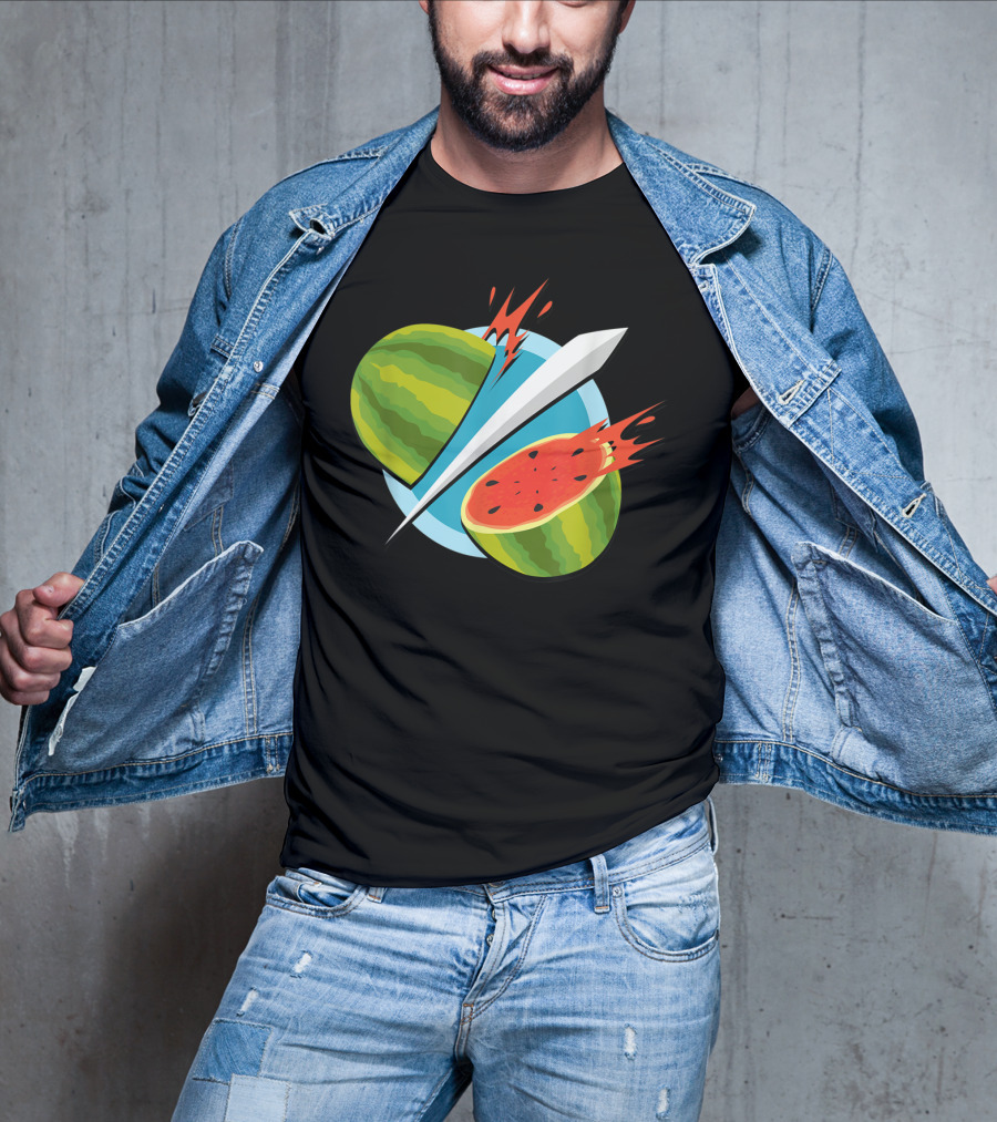 Fruit Ninja Watermelon Slice With Sword T-Shirt