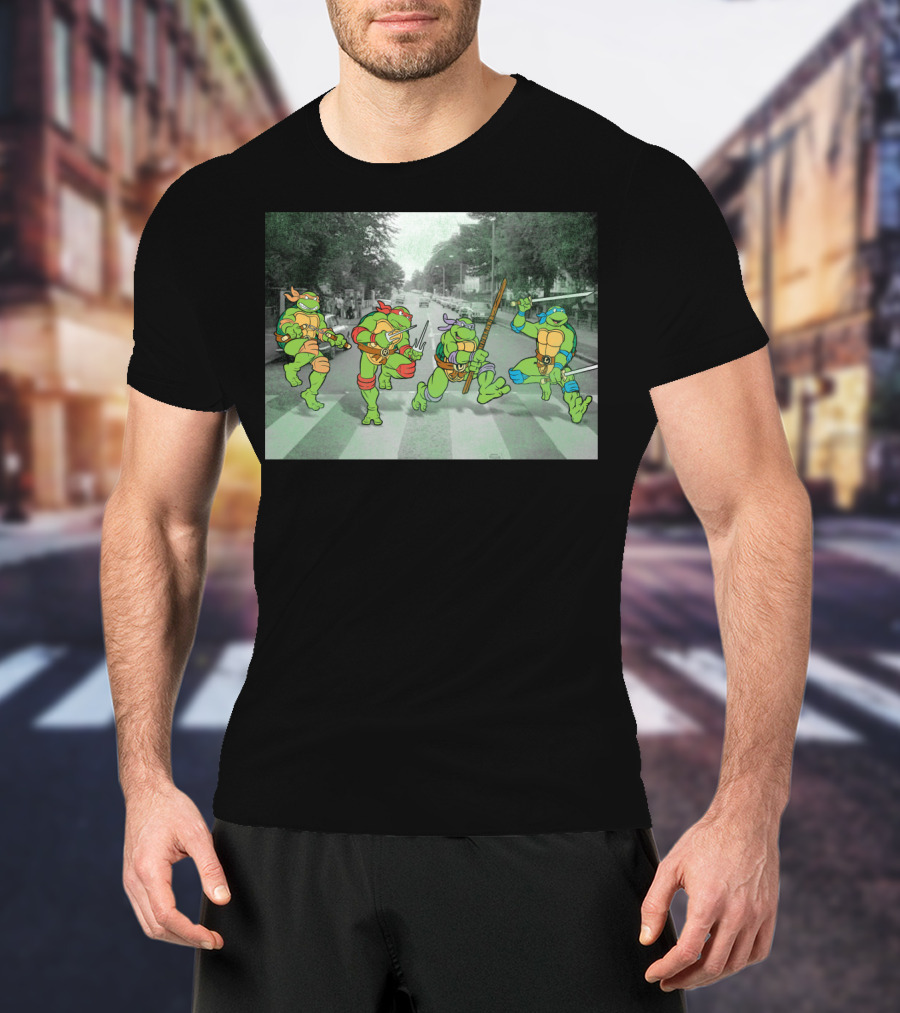 Nage Mutant Ninja Turtles Abbey Road Style Street Scene T-Shirt
