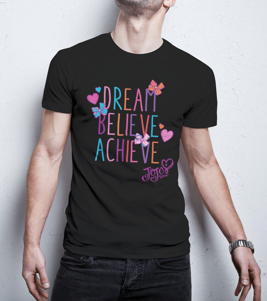 Nickelodeon Jojo Siwa Dream Believe Achieve Hearts And Bows T-Shirt