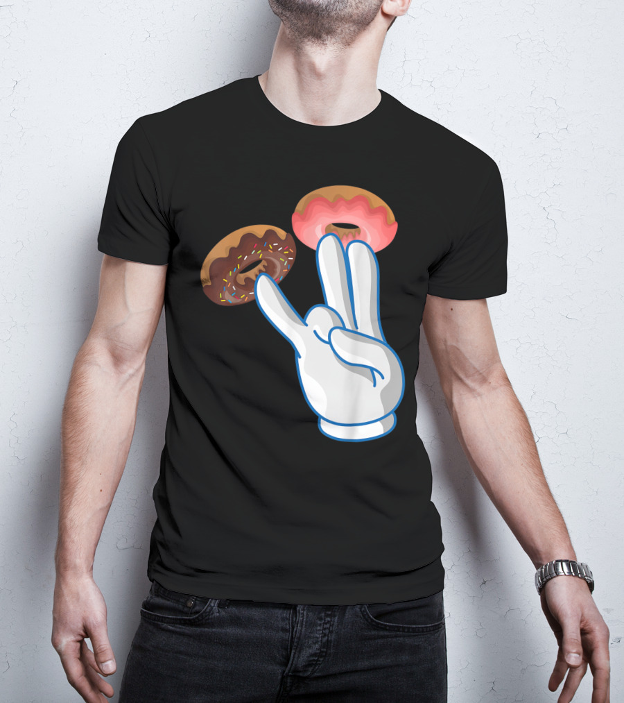 2 In The Pink 1 In The Stink Hand Gesture With Two Sprinkle Donuts Dark Humor T-Shirt