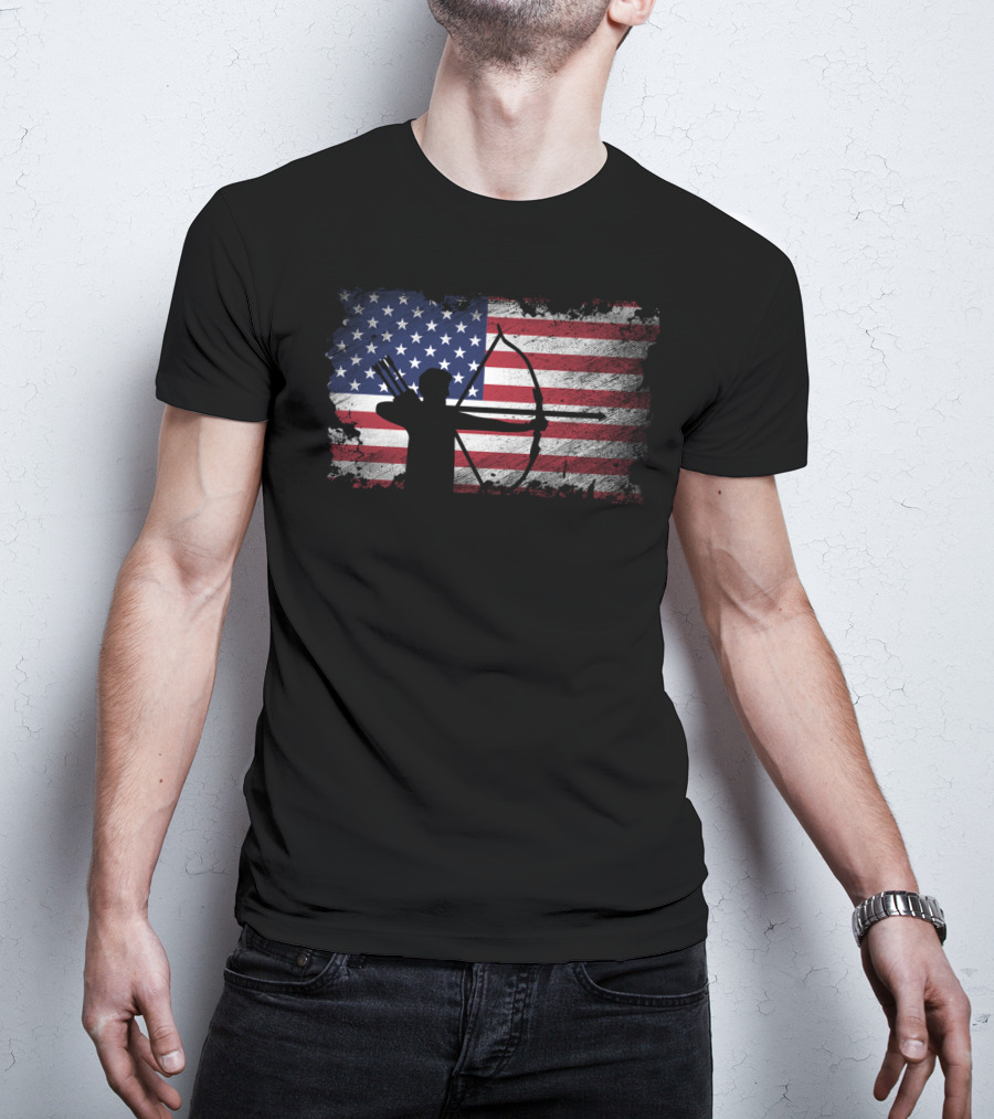 USA Flag Archery American Patriotic Player T-Shirt
